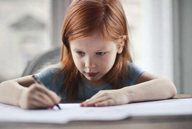 A kid writing journal