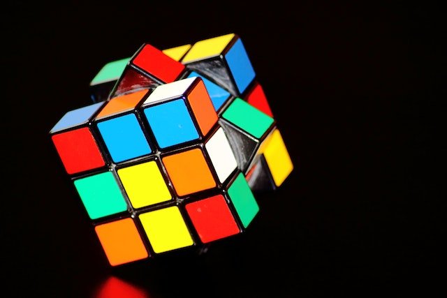 Rubik's cube in a black background