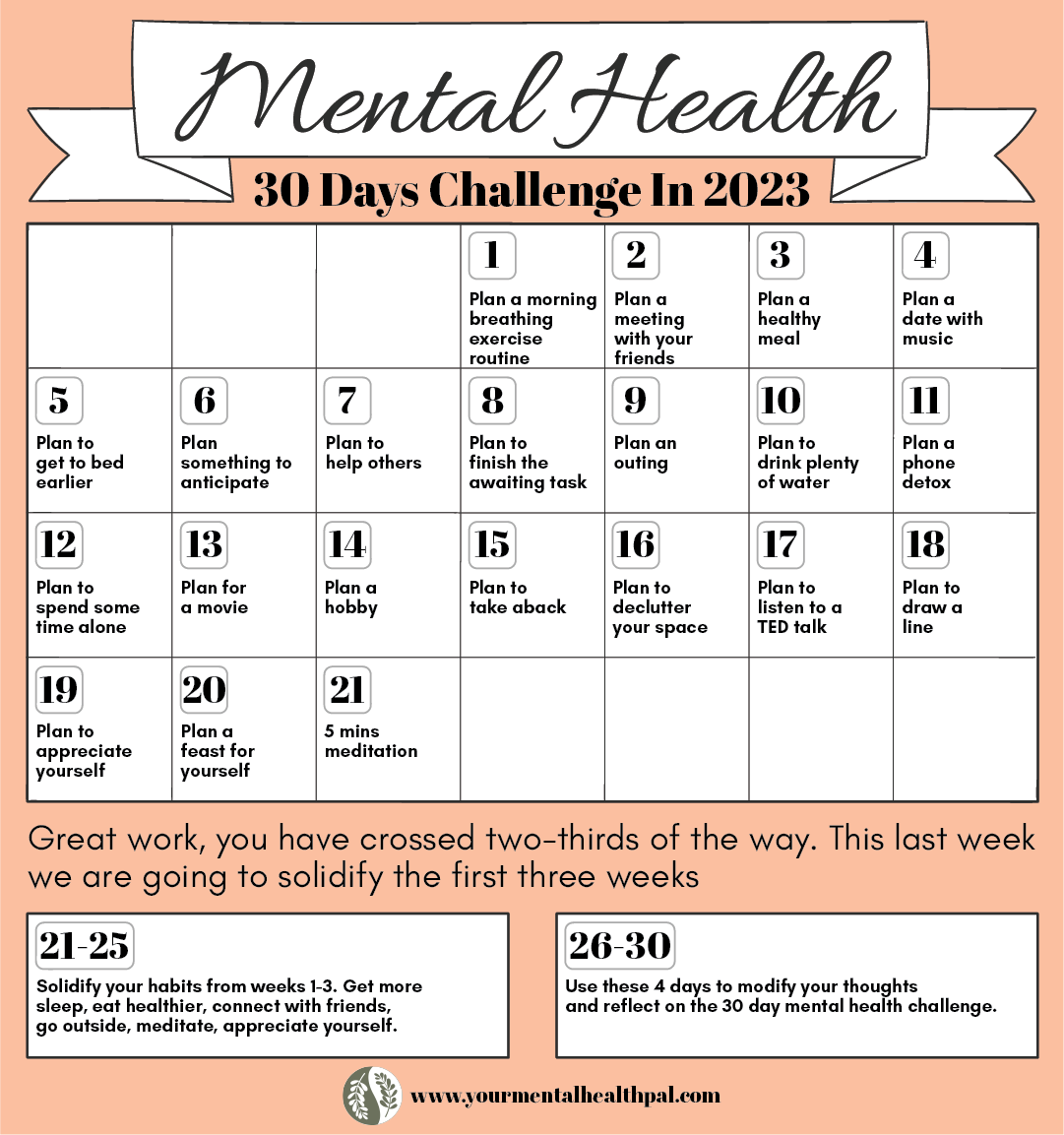 Mental Health 30Day Challenge In 2023